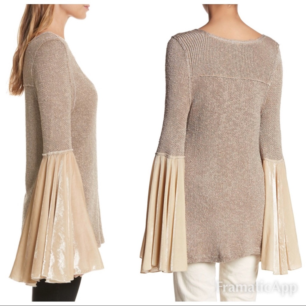 FREE PEOPLE Celestial Bell-Sleeves Sweater. NWT - Picture 3 of 4